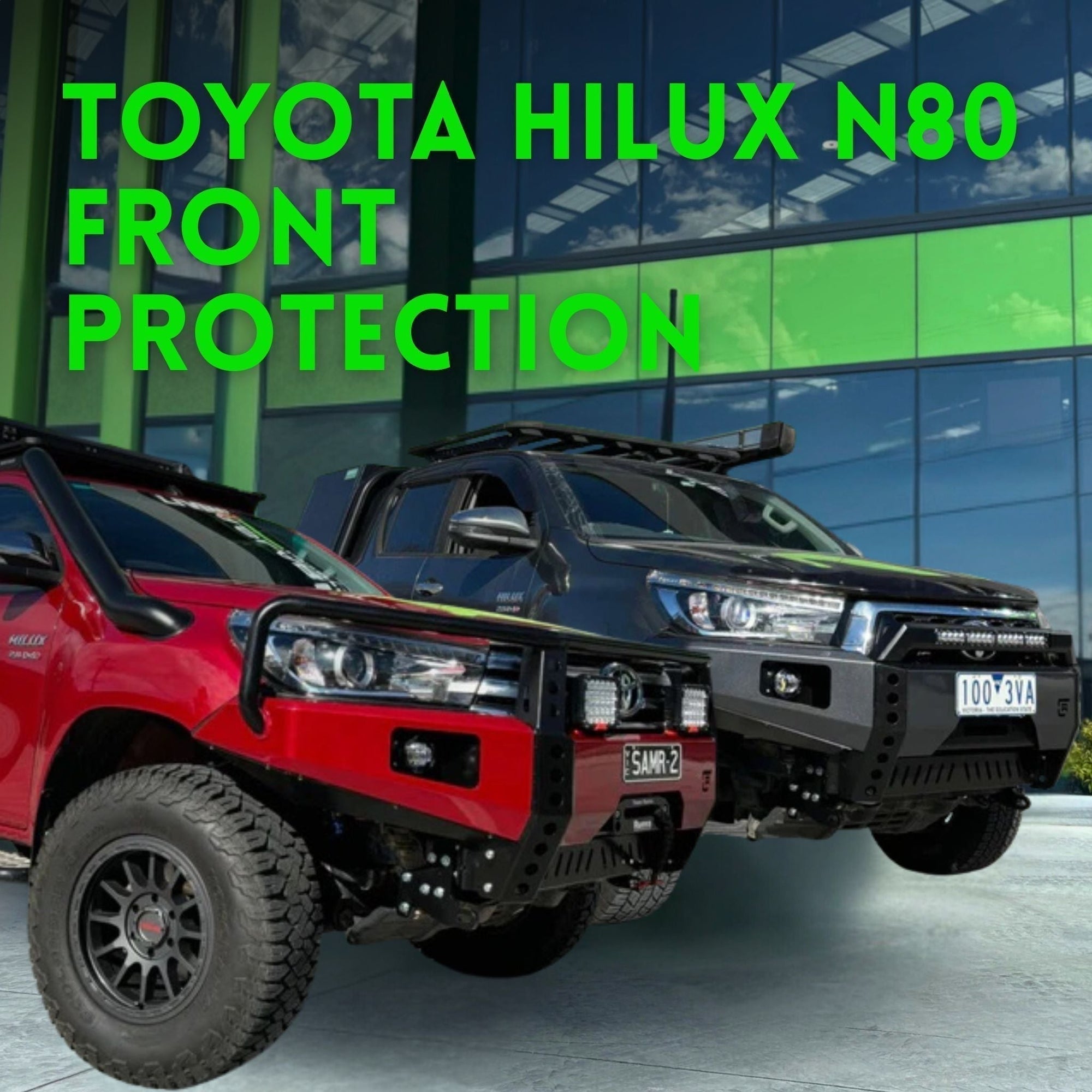 This is an image of a Toyota Hilux N80 Bull Bar made in Australia by Raslarr Engineering. Similar to Offroad Animal, ARB, Ironman 4x4, MCC