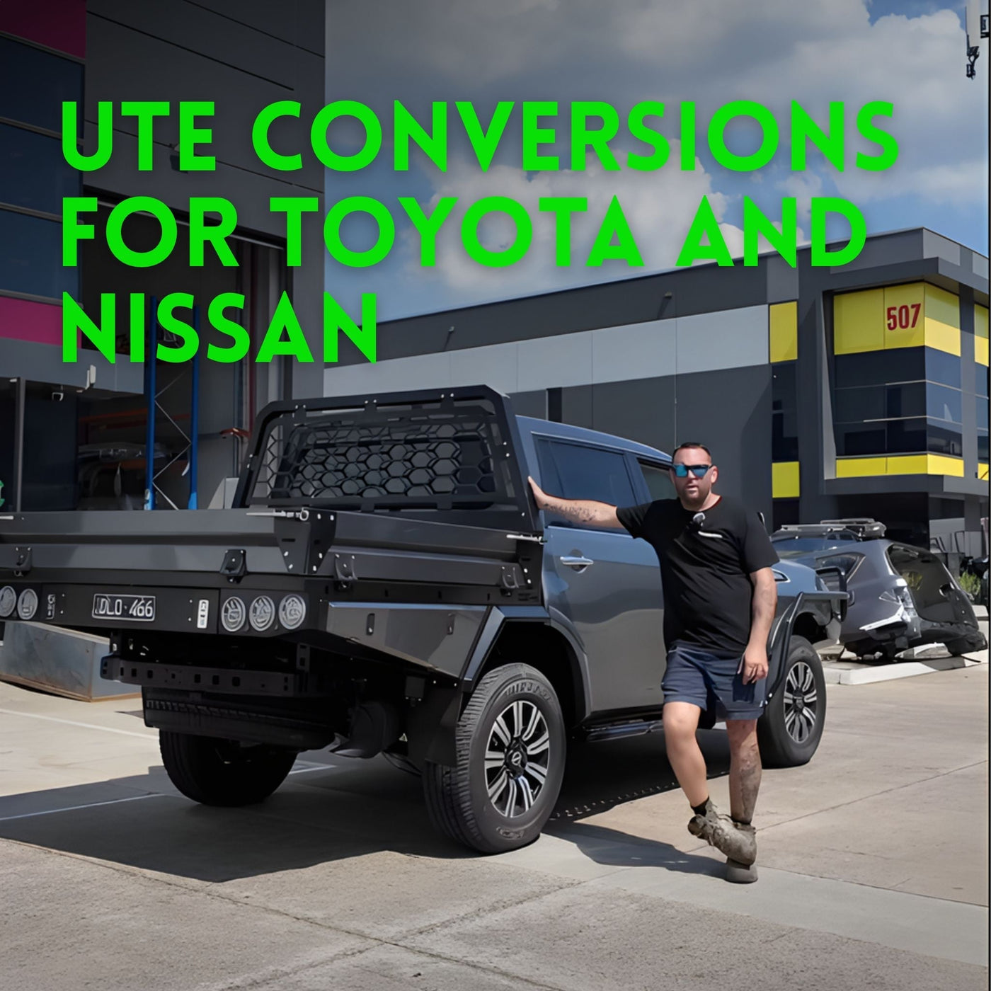 This is an image of Toyota Landcruiser 200 series and 300 series and Nissan Patrol Y62 Ute Conversion into a single cab or dual cab