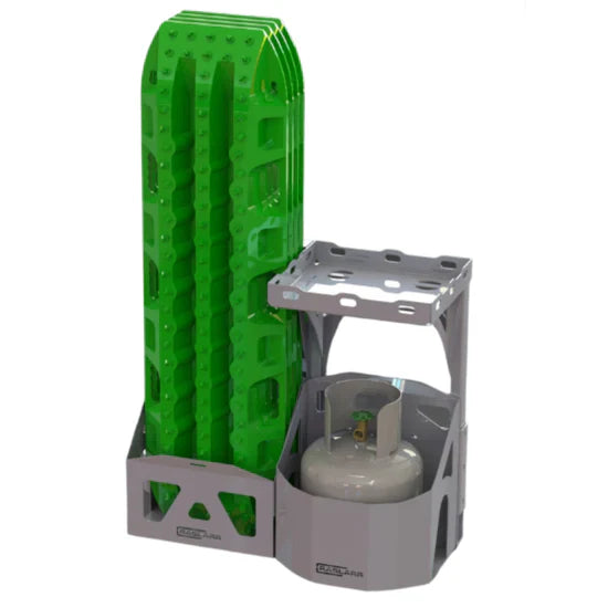 Raslarr ENgineering modular rear bar options and accessories including gas bottle holder, maxtrax holder, jerry can holders and shelf