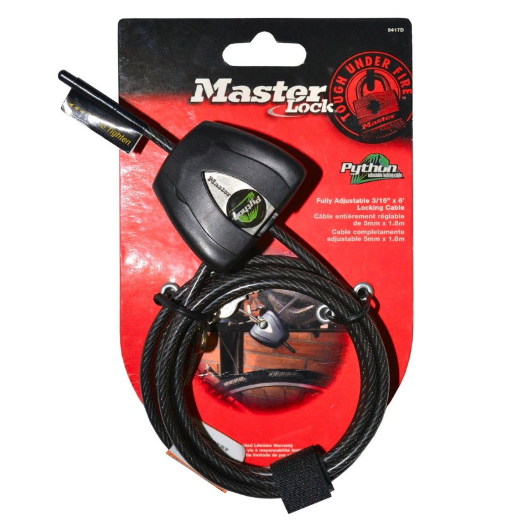 Master Lock Python 1.8m x 5mm Adjustable Locking Cable | Raslarr