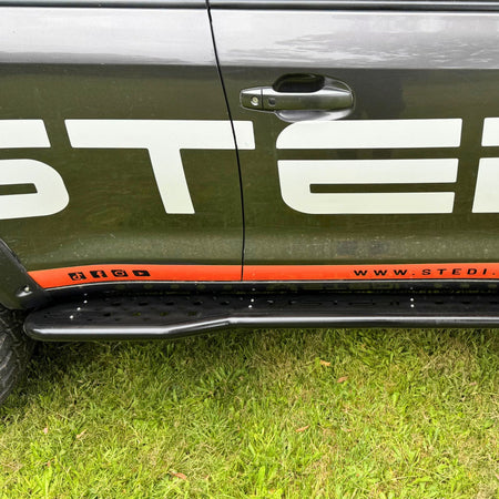 Raslarr Revolution Rock Sliders & Side Steps with laser cutting to suit the Stedi 200 Series Toyota Landcruiser 6