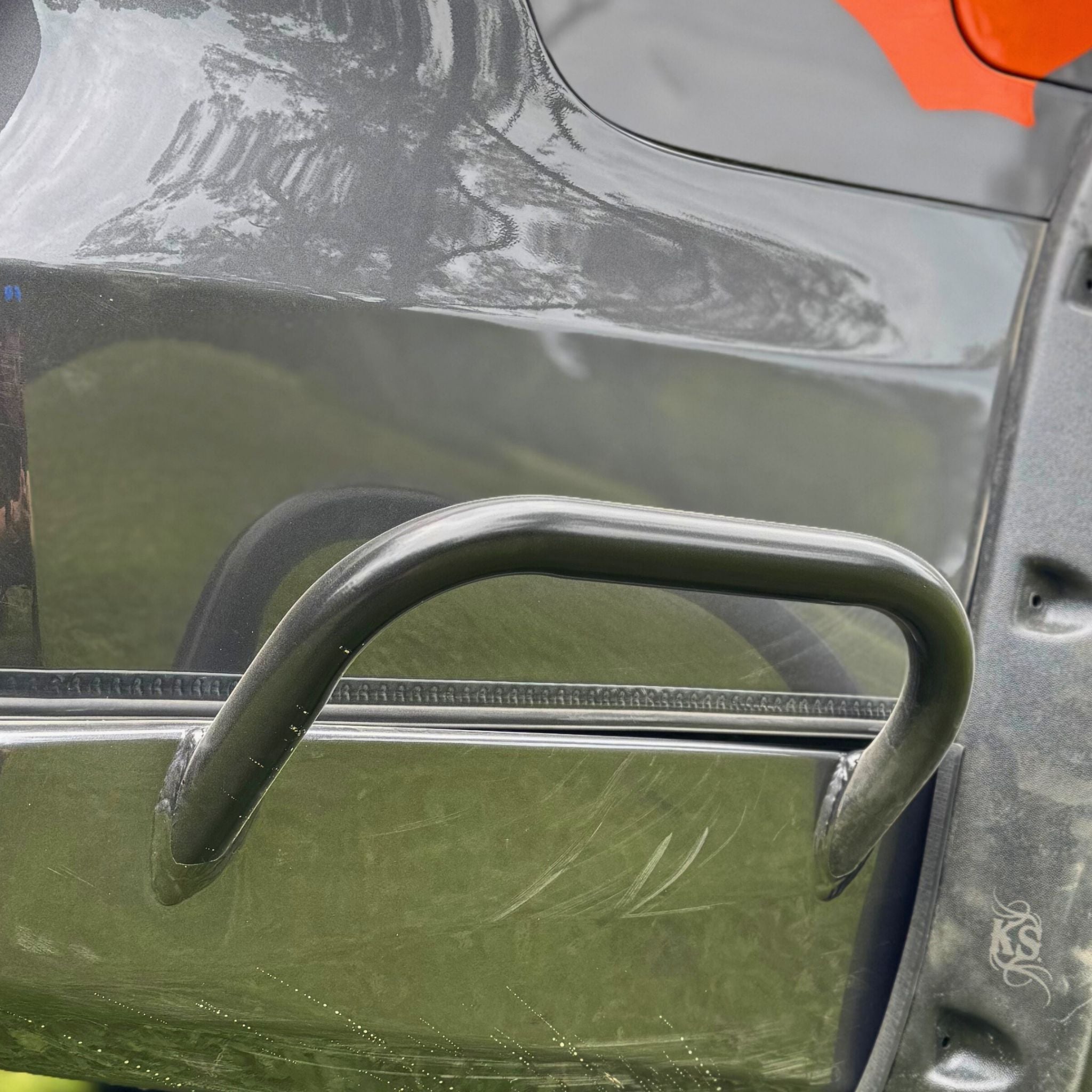 This is an image of the Raslarr V2 Rear Bar with Dual Wheel Carriers open on the Stedi LED Lights 200 Series Toyota Landcruiser in Lilydale, Melbourne, Australia, Cape York